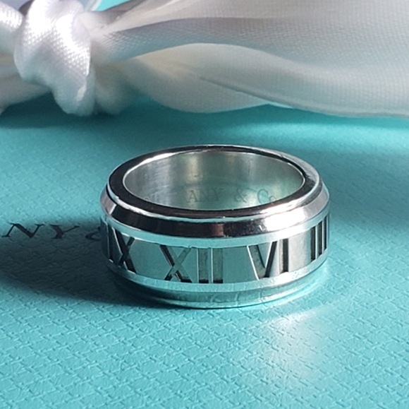 Tiffany & Co Sterling Silver Titanium  Atlas Ring - Picture 3 of 7